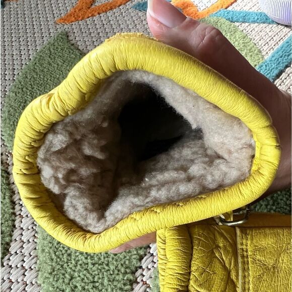 Grandoe Mens Medium Vintage Yellow Gloves Lined - Picture 3 of 7